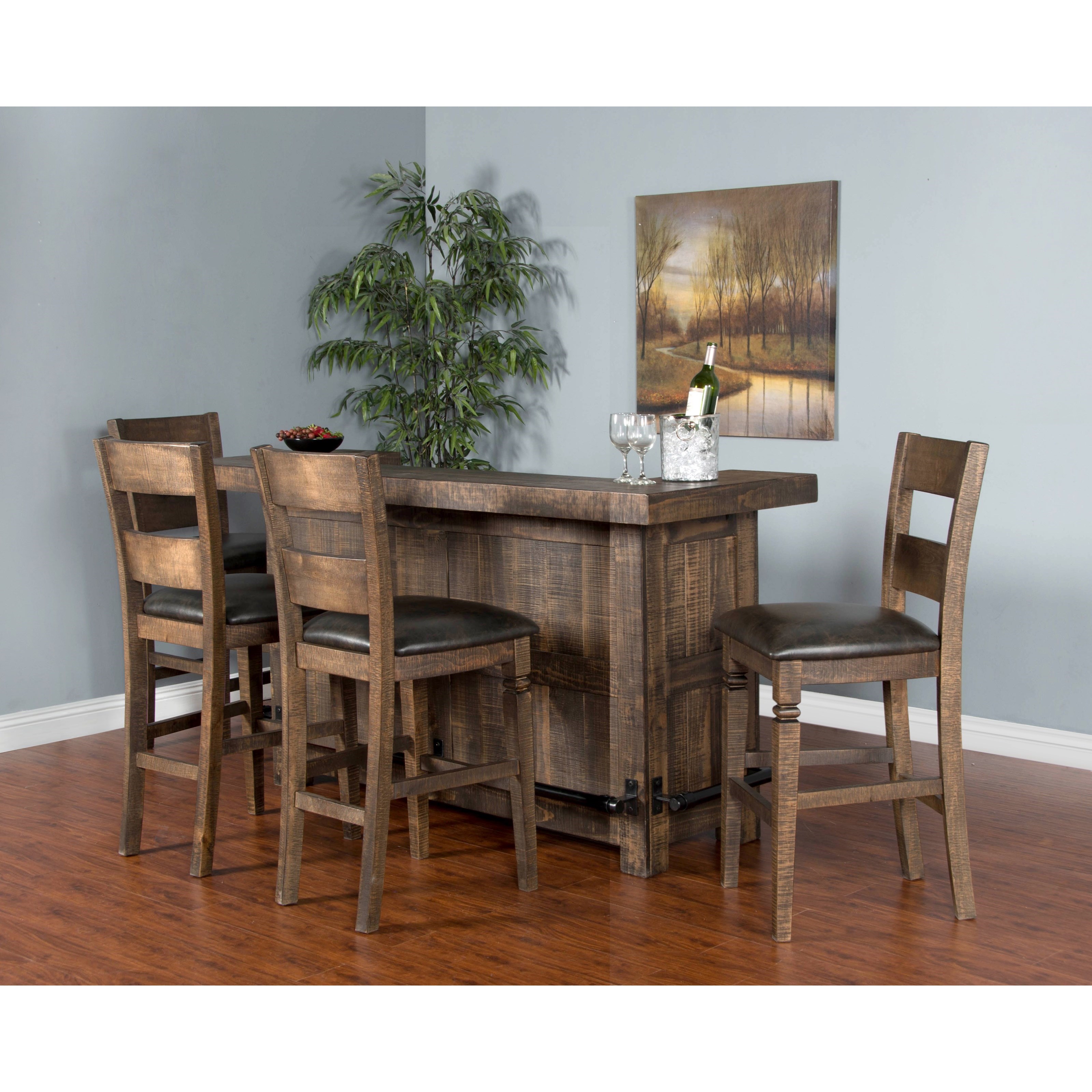 Sunny Designs Homestead 1963TL2 Rustic Bar with Wine Glass Storage Suburban Furniture Bar Bars